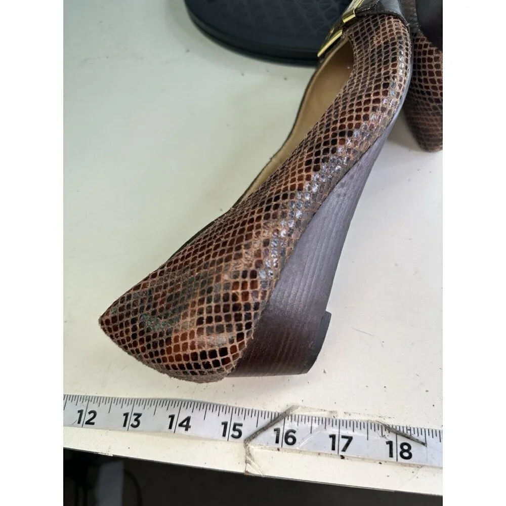 MK Michael Kors Wooden Wedge Python Heel Sz 7 M